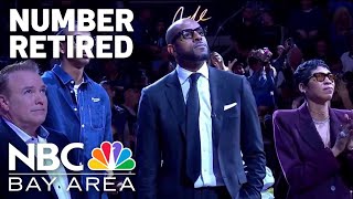 Andre Iguodala has his number retired by the Golden State Warriors