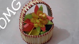 How to make a match basket || Best idea with match stick || Amazing match basket || Nice basket screenshot 2
