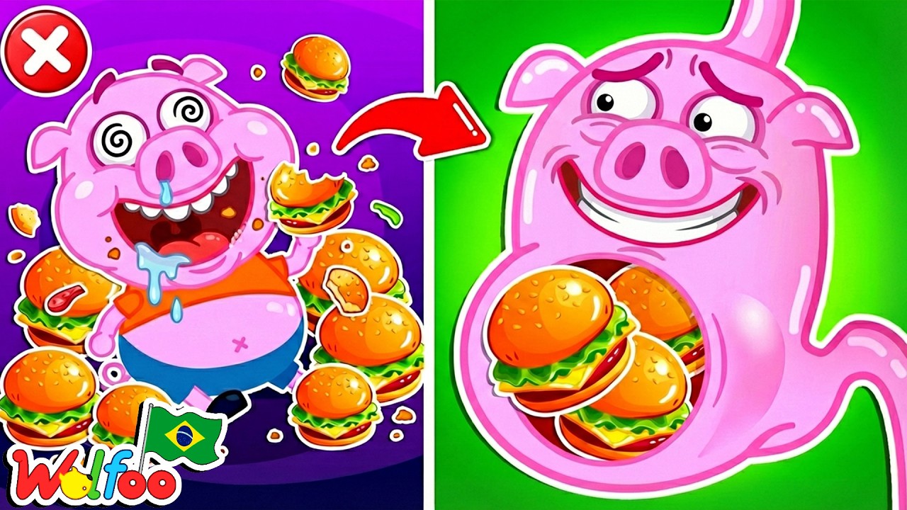 ¡Demasiada comida chatarra! 😱 Wolfoo no puede más | Wolfoo em Português