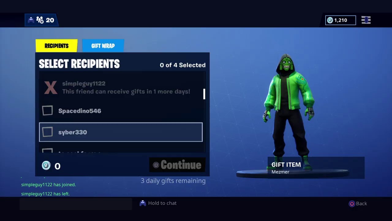 Gifting a default a skin