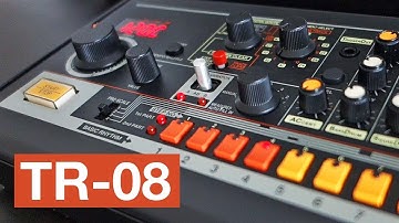 Roland TR 08 drum machine jam showing showing sounds and patterns