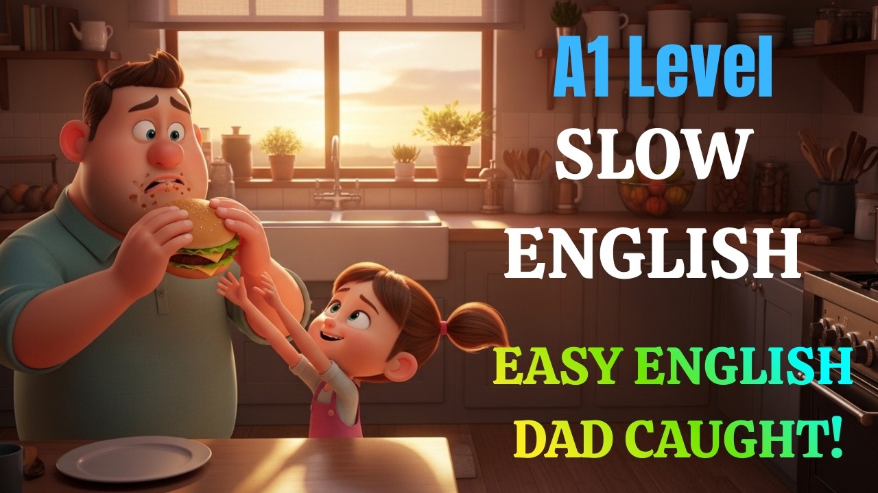 Easy English Listening A1: Dad Caught Eating a Burger (Beginner Practice)