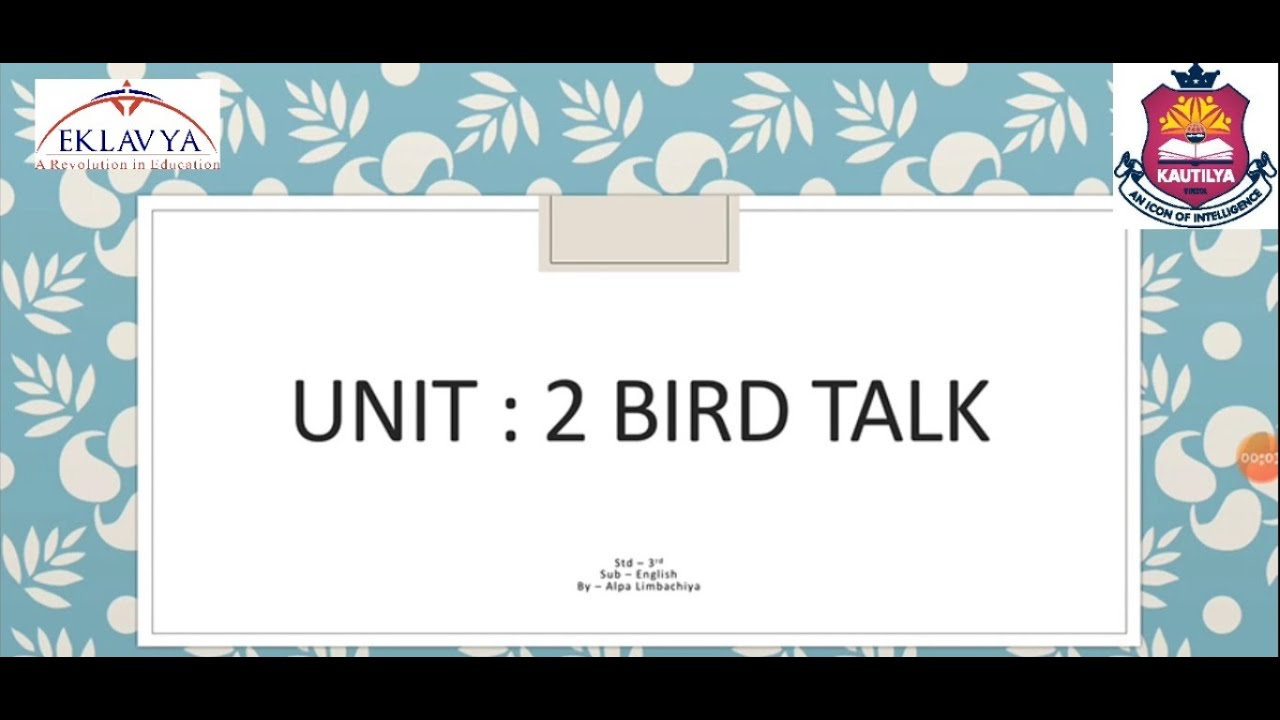 BIRD TALK STD 3 Poem ENGLISH EKLAVYA VASTRAL YouTube