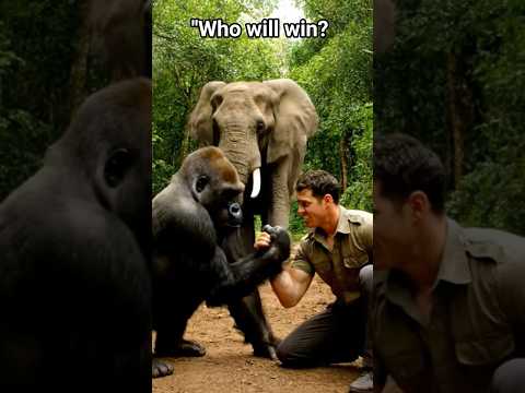 GorillaVsHuman ArmWrestling JungleLife WildChallenge 3DAnimation Veo3 NatureScene Challenge 