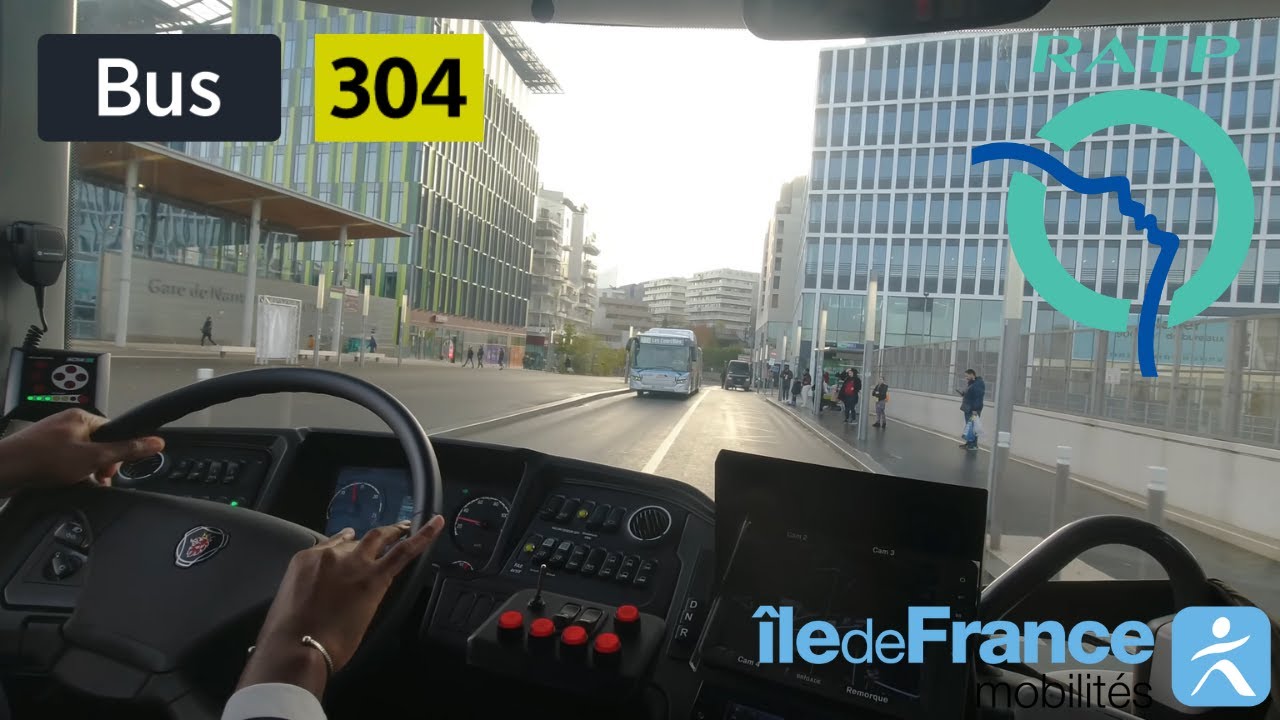 Bus 304 RATP | Asnières Les Courtilles Métro - Nanterre La Boule - 4K