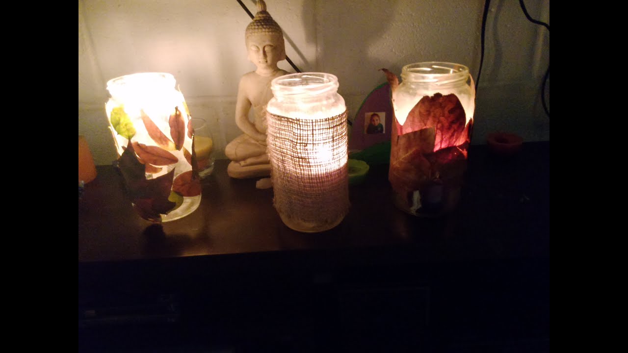 porta velas con frasco de vidrio manualidad otoñal¡¡ facil - YouTube