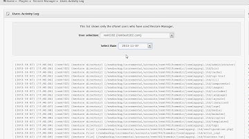 Restore Manager WHM plugin - Users Activity Log