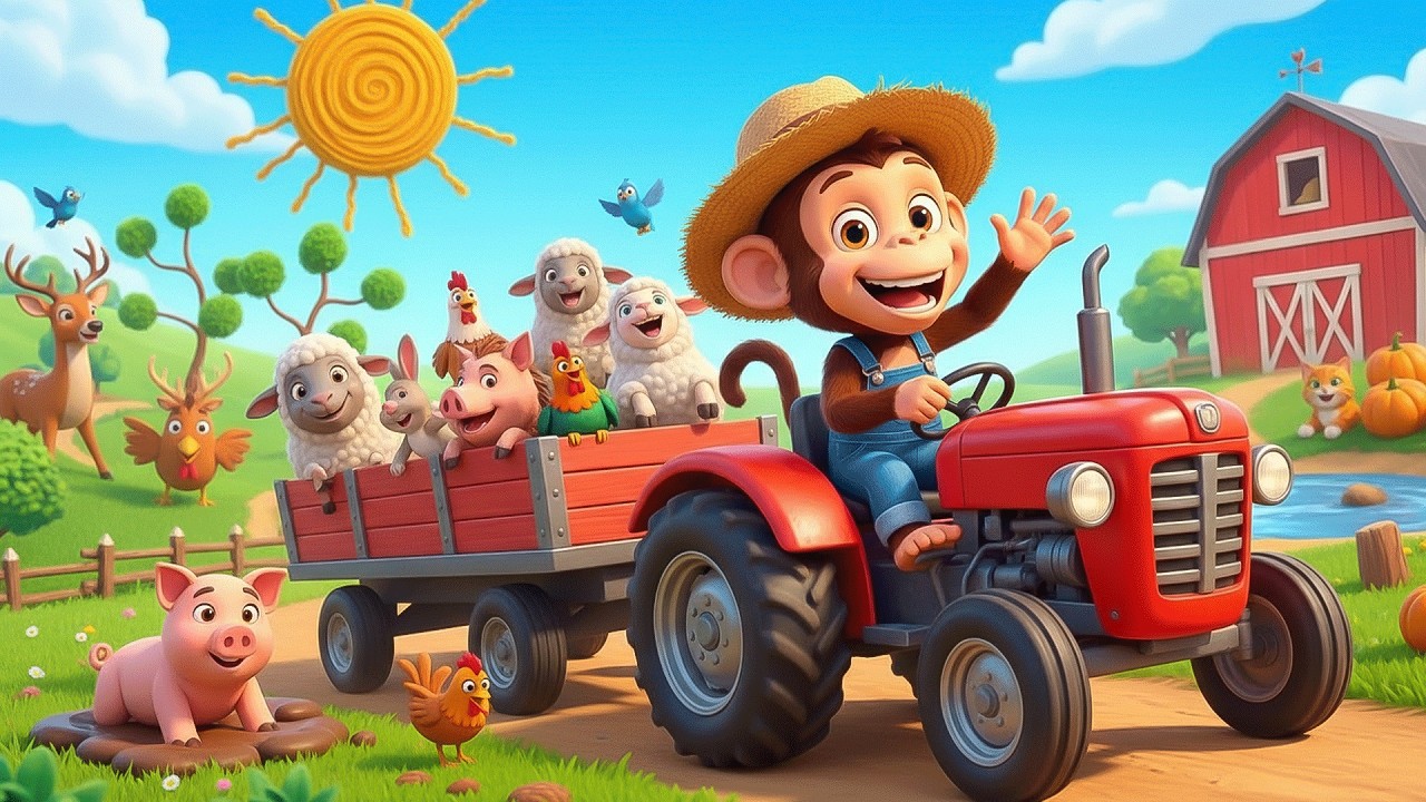 Monkey Funny Fixes Tractor and Plows Beet Field - Farm Work | MonKey Cartoon 🐒