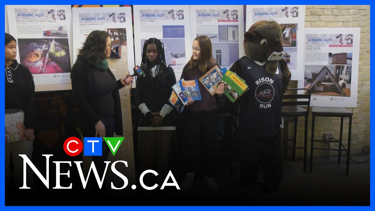 Grade 7 students from Bison Run on warming huts