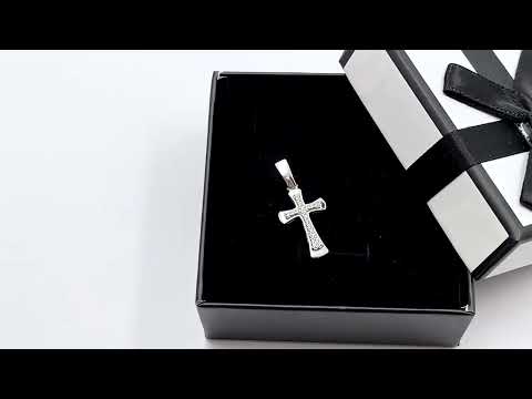 Срібний хрестик БС2454 розмір 29х13 мм вставка білі фіаніти вага 1.6 г, видео 1