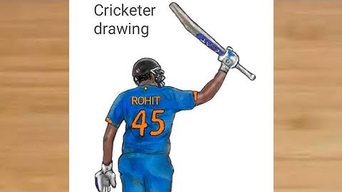 How to draw Rohit Sharma (Cricketer) back || Cricketer Rohit Sharma drawing || Rohit Sharma drawing