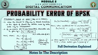 3 Probability Error Of BPSK Explained Module 2 | 5th Sem Digital Communication ECE 2022 Scheme VTU