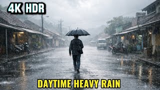 Download Lagu 4K Berjalan di Tengah Hujan Deras (Siang Hari) | Suasana Kota Kecil yang Tenang MP3