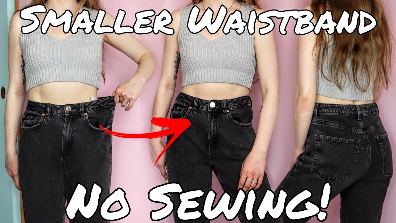 Make Waistbands Smaller and Adjustable Without Sewing! DIY Drawstring and  Elastic Waistbands 