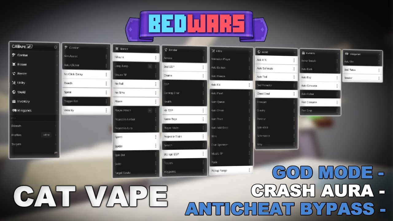 BEST Bedwars Script | CAT VAPE - Crash Aura, God Mode, Disabler, Auto Win