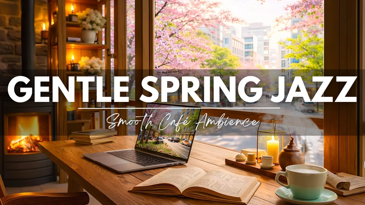 Gentle Spring Jazz Piano for Focus 🌿 Smooth Jazz Background Music & Fireplace Sounds