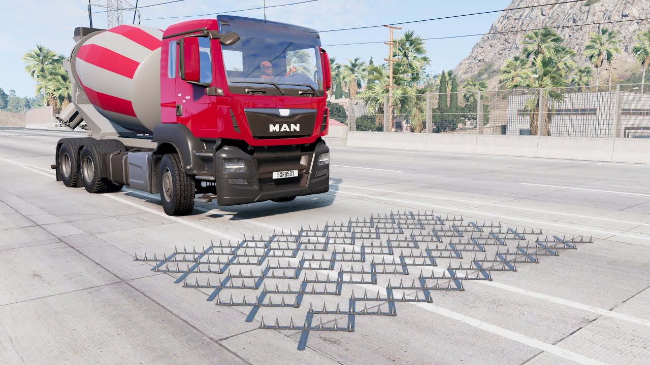 محاكي الحوادث : السيارات ضد الشوك 🚗🚧 74# BeamNG drive