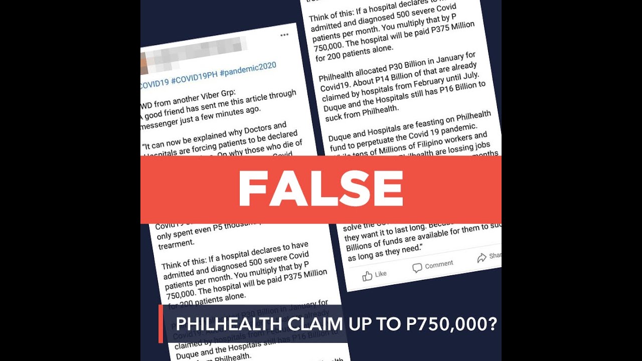 FALSE: Hospitals can claim up to P750,000 for COVID-19 treatment regardless of actual cost