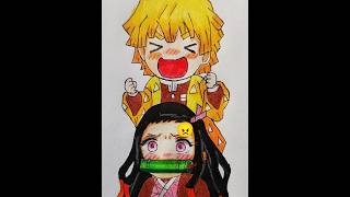 Zenitsu and Nezuko drawing 🥰 #drawing #anime #shorts #animedrawing #zenitsudrawing #nezukochan