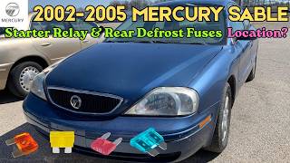 Player Profile 2002-2005 Mercury Sable Starter Relay Fuse & Rear Defrost Fuse Location?