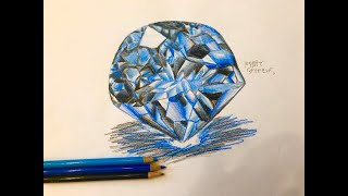 色鉛筆画】1時間以内、三色縛りでダイヤモンドを描く！！！！ - YouTube