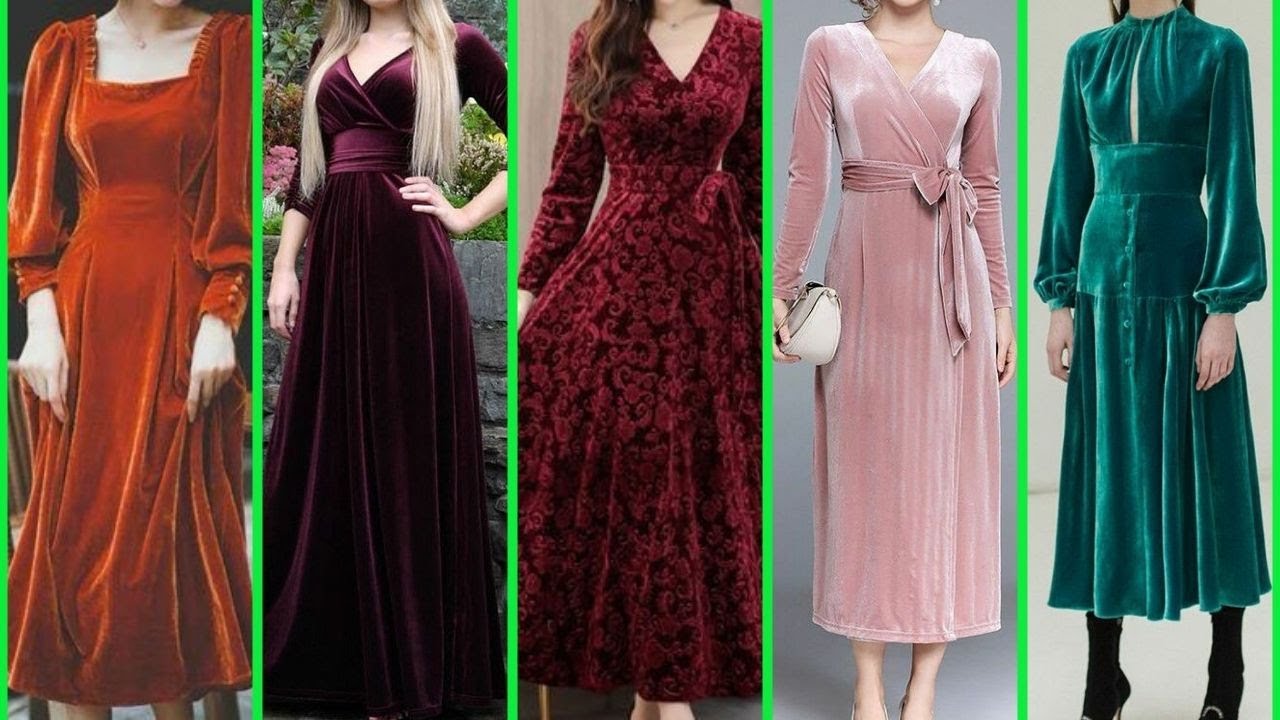 Most Beautiful and Classy Western Style Velvet Dresses Designs || Colourful  Hot Women Velvet Fashion - YouTube