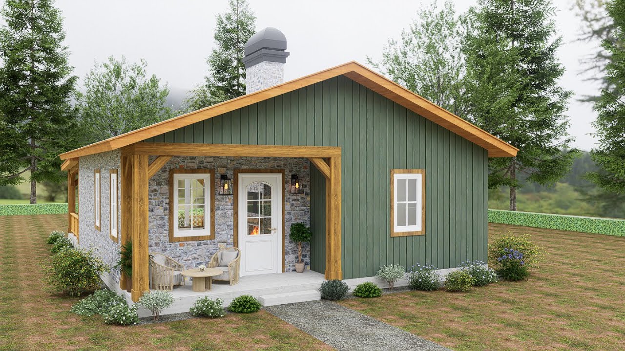 Smart 2-Bedroom Small House Design | 9×11 m Layout