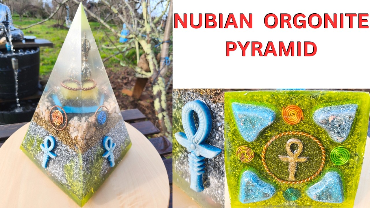 How I made a Nubian Orgonite Pyramid | With  Ankh -  Tensor rings - Vajra