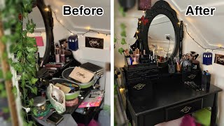 Makeup Declutter/Tidy/Clean With Me Gothic Vanity/Dressing Table 2020