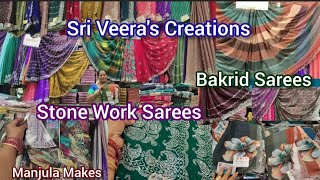 Bakrid New Design Stone Work Sarees | Latest Designer Sarees Collection | Sri Veera's Creations