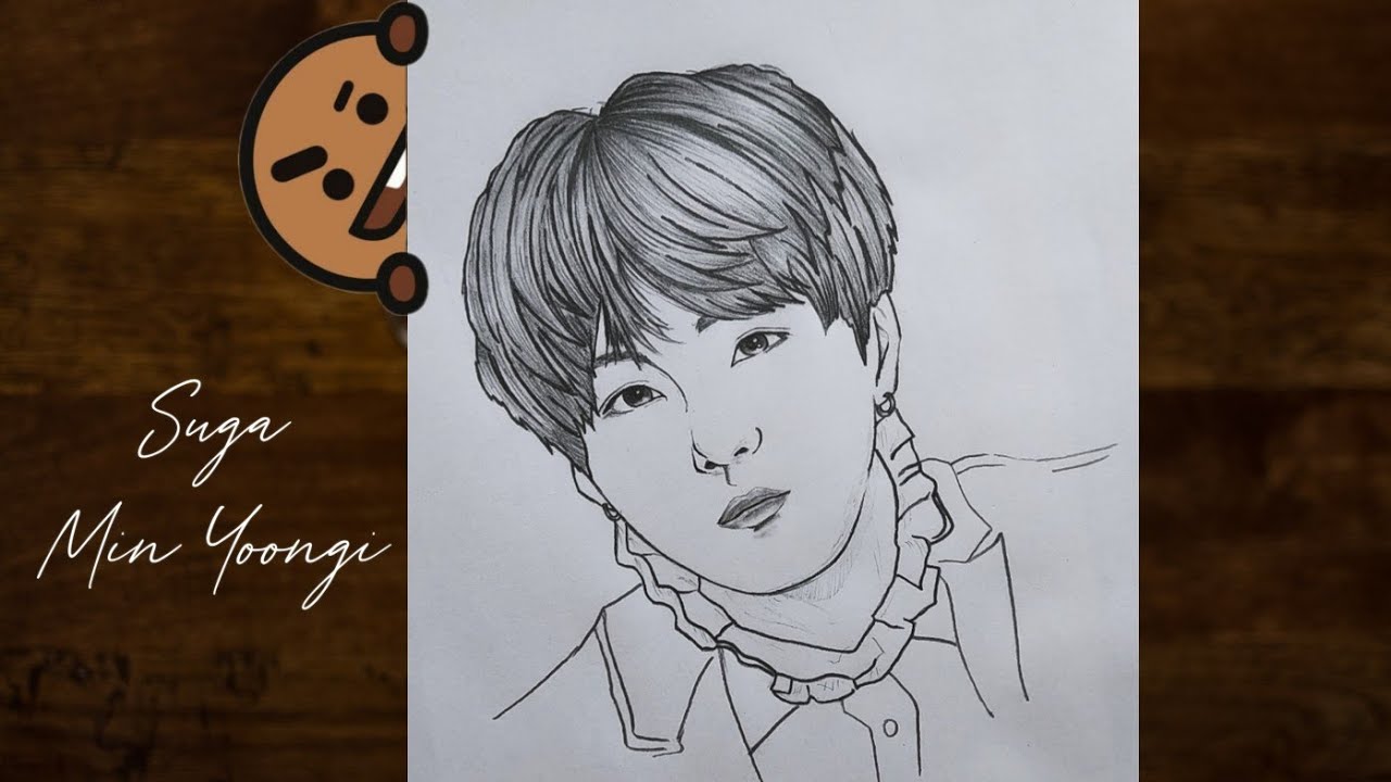 BTS Suga Drawing | How to draw Suga BTS Step by Step easy | Drawing