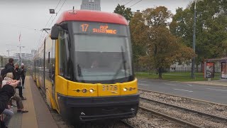 Poland Warsaw tram 17 ride from Stawki to Anielewicza