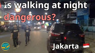 🇮🇩 4K walk Indonesia Jakarta | Is Jakarta dangerous at night? walking in a small street in Jakarta