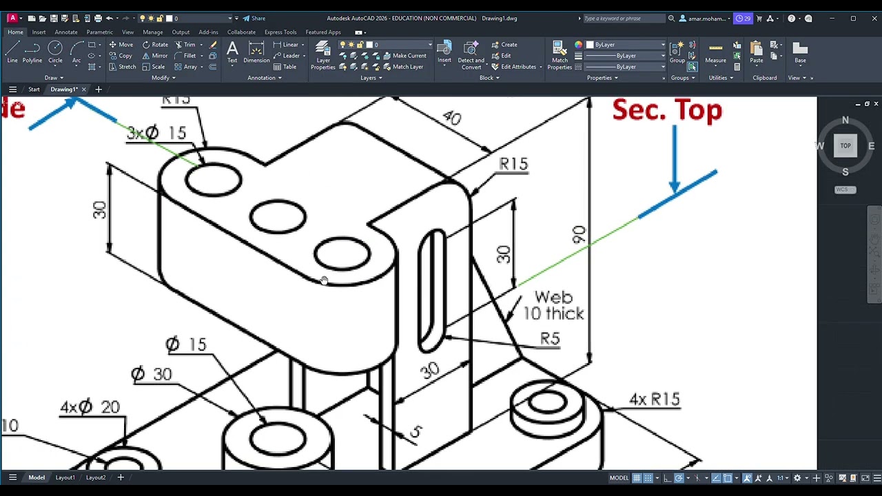 Sectioning Guide (Mistake in Top View Hatching, Read description)