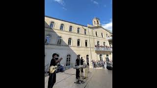 I perform with friends live classical and techno music in front of 1500 students at my high school