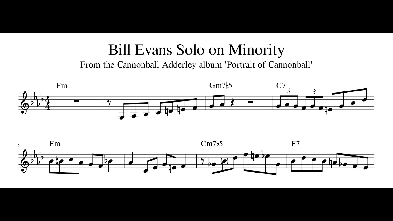 Bill Evans Solo on Minority - Piano Transcription (Sheet Music in Description)