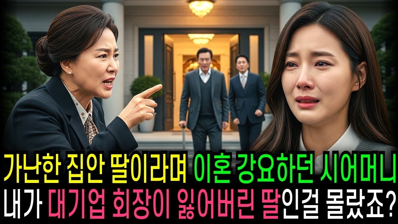가난한 집안 딸이라며 이혼 강요하던 시어머니 내가 대기업 회장이 잃어버린 딸인걸 몰랐죠 반전사연   오