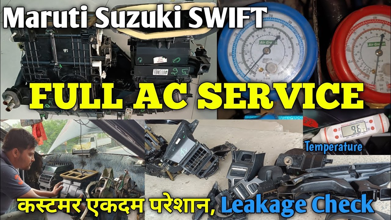 Maruti Swift Full AC Servicing, Leak Check & Cooling Coil Cleaning.