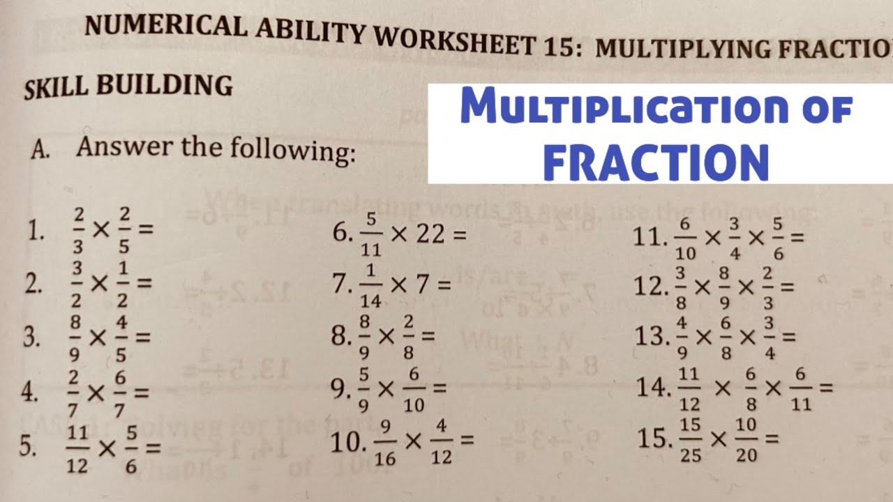 15-item Multiplication of FRACTION | Numerical Ability - YouTube