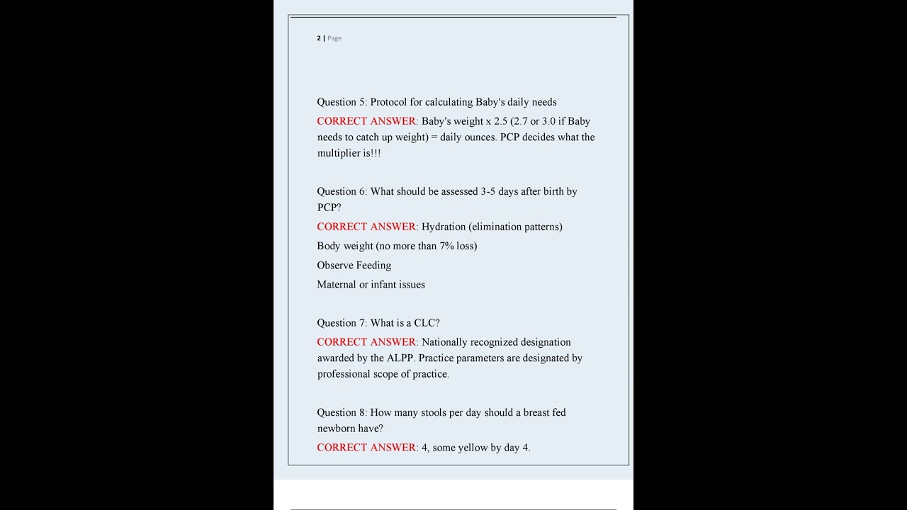 Certified Lactation Consultant Exam