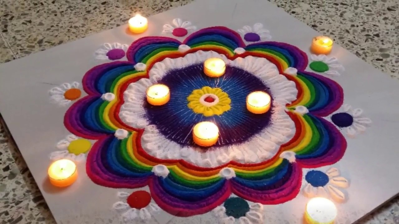 Very Attractive Multicolour Rangoli || Beautiful Rangoli design ||IFA ...