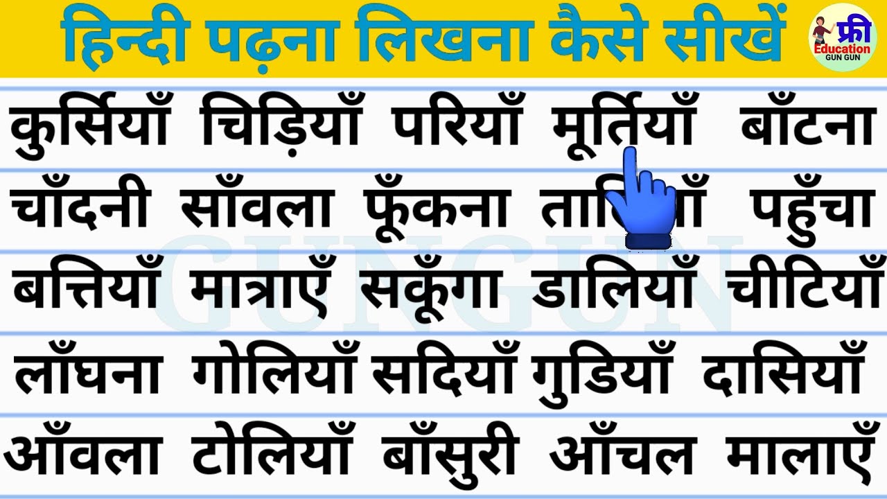 हिन्दी पढ़ना कैसे सीखें? | Hindi Kaise Sikhe | चंद्र बिंदु वाले शब्द | Three letter words #hindi