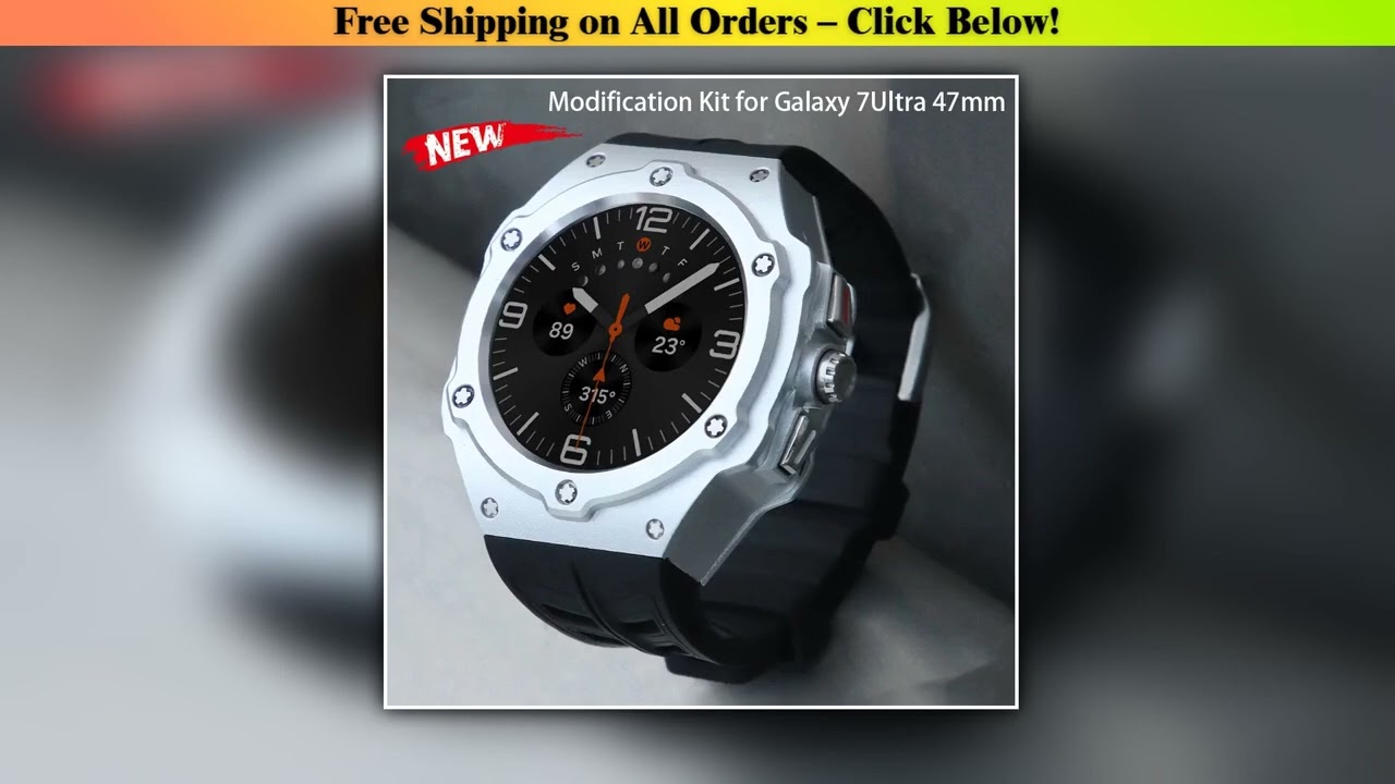 Luxury Modification Kit for Samsung Galaxy Watch 7Ultra 47mm Carbon Case Rubber Strap for Galaxy