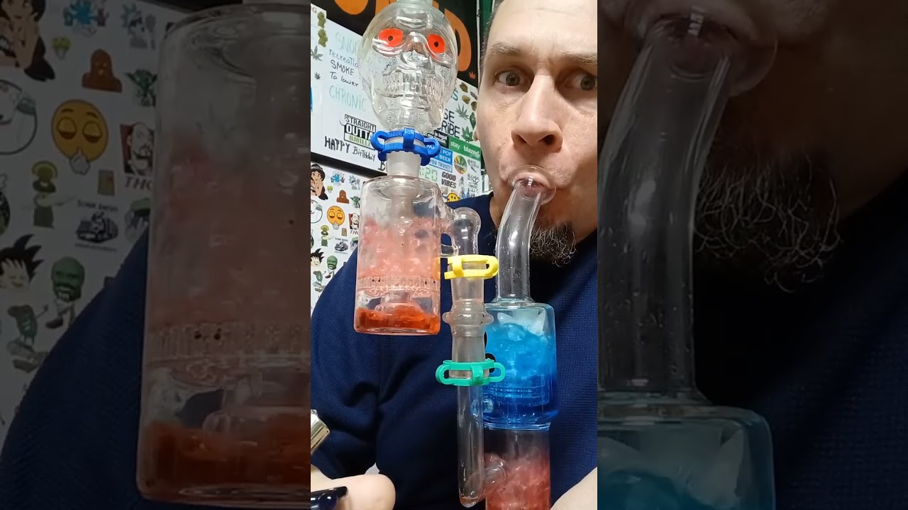 6" skull + ash catcher + nectar dome bong = smooth puff