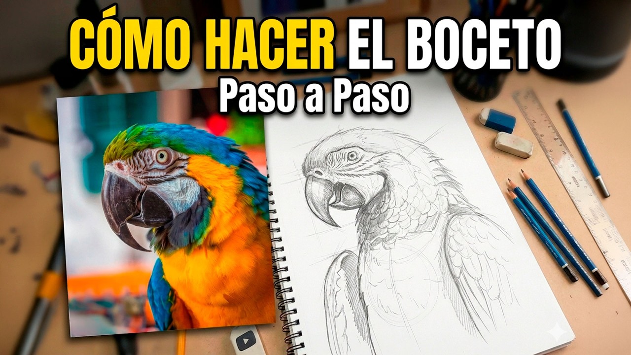 Papagayo HIPERREALISTA con lápices de colores | EL BOCETO | Soy Danny