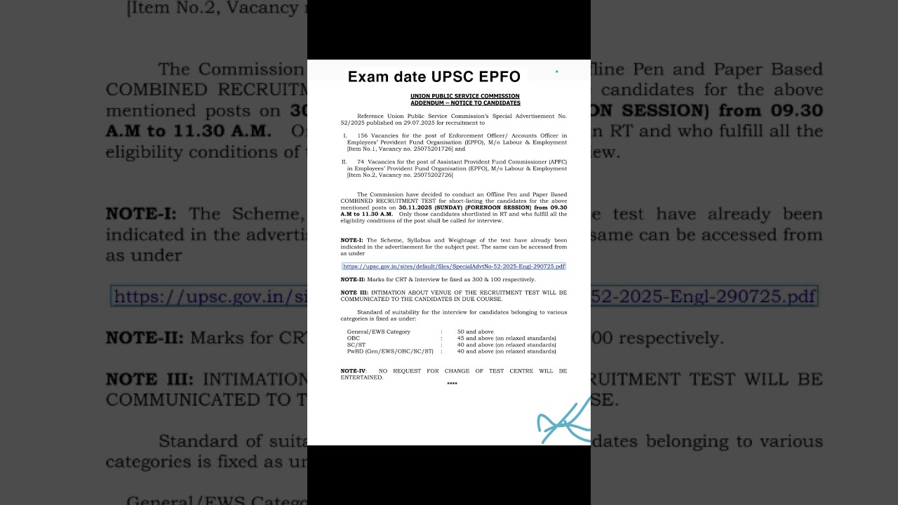 UPSC EPFO exam date out 