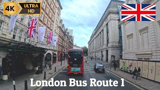 [4K] London 🇬🇧 double decker bus ride 2023 | route 1 Hampstead Heath to Canada Water Full Journey