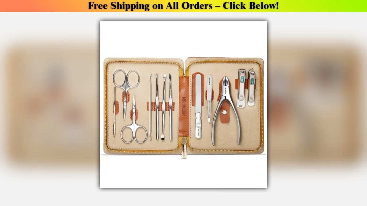 MR.GREEN Manicure Set 12 In 1 Full Function Kit Professional Stainless Steel Pedicure Sets With