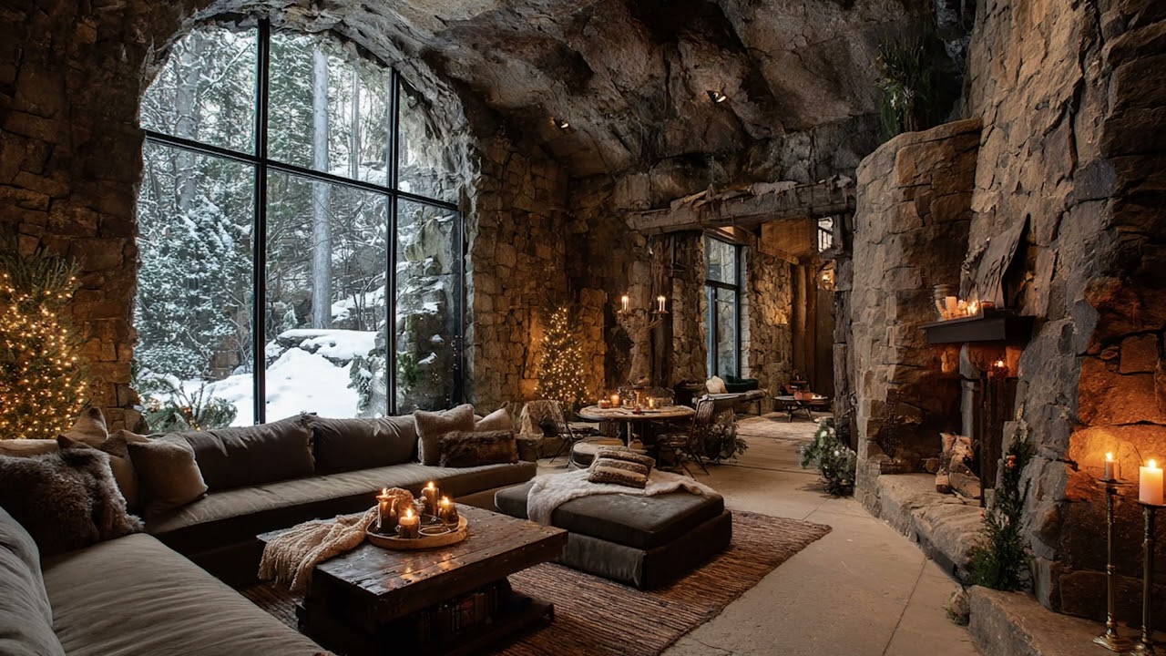 Warm  Fireplace 🔥 Soothing Instrumental  Music 🎄 Relaxing Holiday Ambience 2025