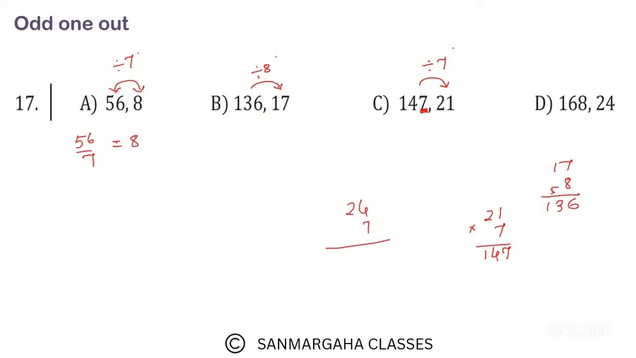 Sanmargaha NMMS Classes - Odd one out Numbers - MAT - Session 45
